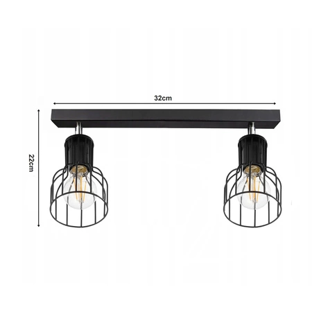 Lampa Sufitowa LX- 1335 Czarna 2x E27 LEDLUX