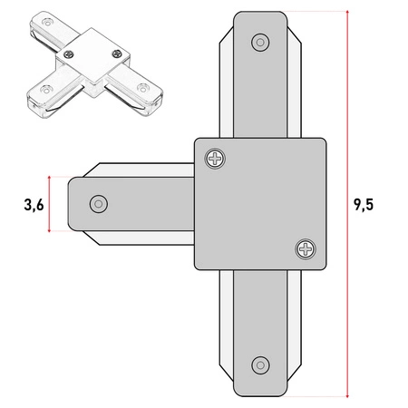 Łącznik Trójnik do Szyn Oświetleniowych LED Typ T Czarny LEDLUX