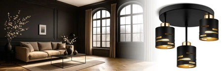 Lampa Wisząca Sufitowa Żyrandol Czarna Złota LX1431