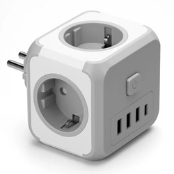 Przedłużacz Rozgałęźnik Kostka Trójnik Do Gniazdka Włącznik Ładowarka USB LEDLUX