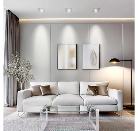 Zestaw 6x Oprawa Halogenowa CT- 001 Chrom Kwadratowa +Żarówka GU10 3,5W biała ciepła LEDLUX