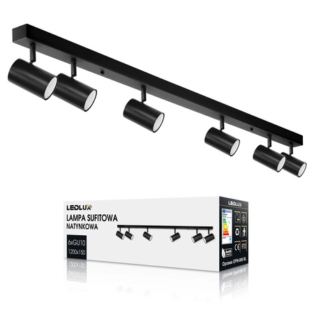 LAMPA SUFITOWA 6xGU10 czarna regulowana SPOT oprawa halogenowa natynkowa OPN-006 6x GU10 BLACK