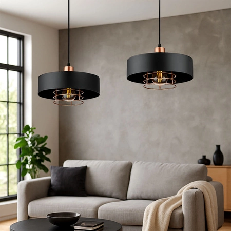 Lampa Wisząca LX- 1105 Czarna + Miedź 2x E27 LEDLUX