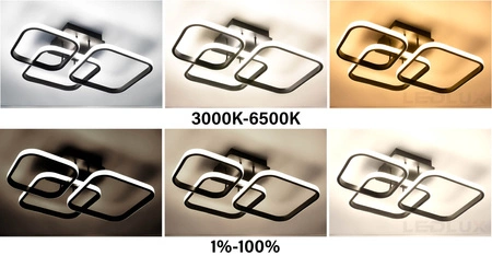 Lampa Sufitowa Wisząca LED Geometryczna LX- 953 110W+ Pilot Czarna 3000k-6000k LEDLUX