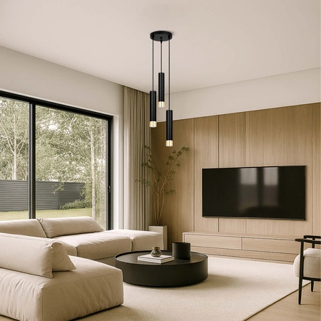 Lampa Wisząca LX-1414 Czarna + Złoto 3x GU10 LEDLUX