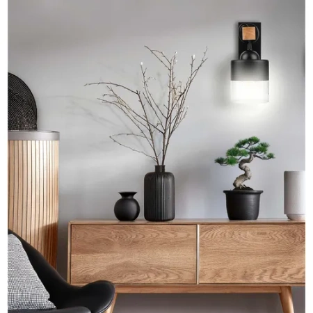 Kinkiet Czarny Lampa Ścienna Nowoczesna Loft Drewniana LX1176 BLACK 1x E27 LEDLUX