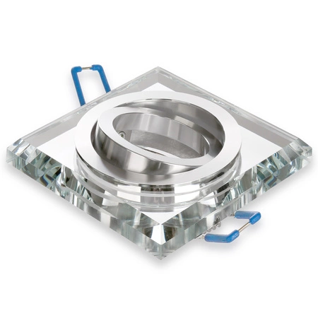 Zestaw 6x Oprawa Halogenowa Szklana LX-6002 Lustrzana Kwadratowa + Żarówki GU10 2,5W biała ciepła LEDLUX