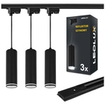 Zestaw Szyna Oświetleniowa Listwa 1m Czarna + 3x Reflektor Szynowy LampaTuba Czarny+ Pasek LEDLUX