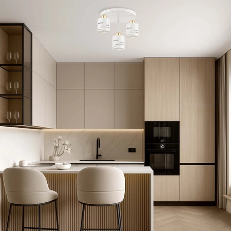 Lampa Wisząca Sufitowa Żyrandol Biała Złota LX1431