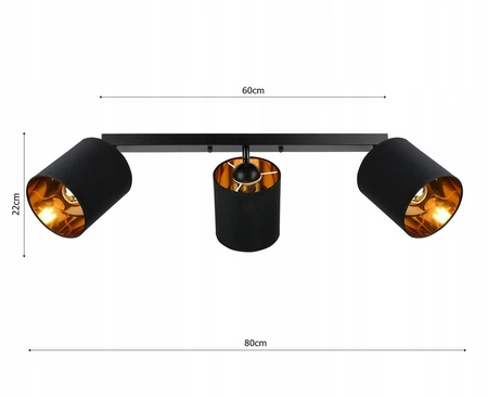 Lampa Sufitowa LX- 1268 Czarna + Złoto 3x E27 LEDLUX