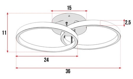 Lampa Sufitowa Wisząca LED Dwa Koła LX- 935 22W Czarna 3000-6000K LEDLUX