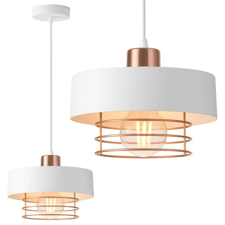 Lampa Wisząca LX- 1187 Biała + Miedź 1x E27 LEDLUX