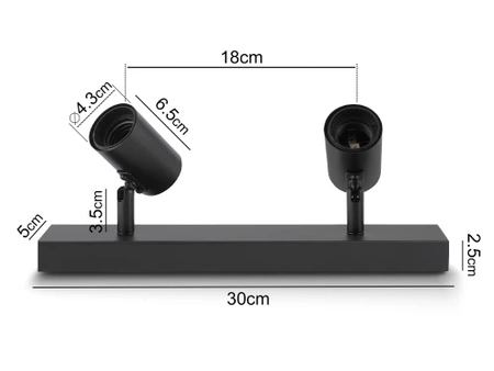 Oprawa Sufitowa Natynkowa Reflektor Listwa LX1065 BLACK 2x E27 LEDLUX