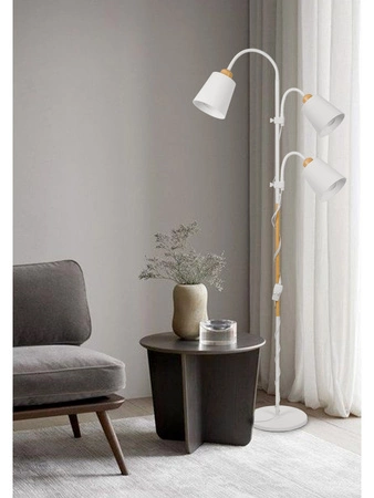 Lampa Podłogowa stojąca 3xE27 nowoczesna Czarna Regulowana do salonu Loft LPD-006 WHITE E27 LEDLUX