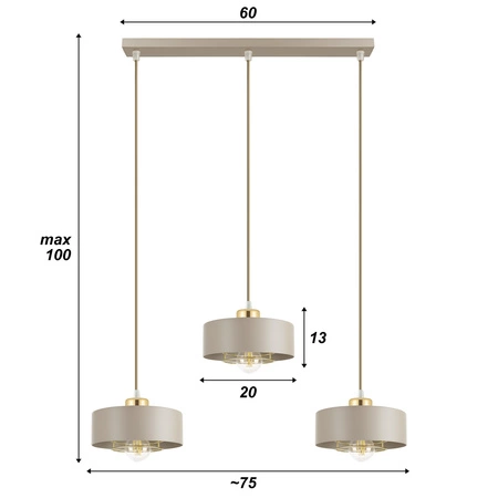 Lampa Wisząca Sufitowa Plafon Żyrandol Beżowa Ecru Kaszmir Loft Edison LX1186