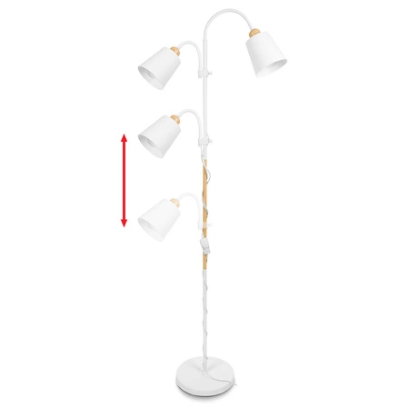 Lampa Podłogowa stojąca 3xE27 nowoczesna Czarna Regulowana do salonu Loft LPD-006 WHITE E27 LEDLUX