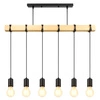 Lampa Wiszaca LX- 1321 Czarna + Drewno 6x E27 LEDLUX