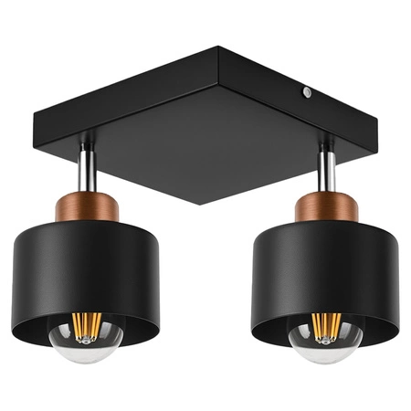 Lampa Sufitowa LX-1130 Czarna + Miedź 2x E27 LEDLUX