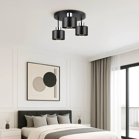 Lampa Sufitowa LX- 1020 Czarna + Chrom 3x E27 LEDLUX