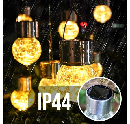 2x Lampka lampa SOLARNA Ogrodowa LED LATARENKA Szklana Kula biała ciepła LSOL-058 LEDLUX