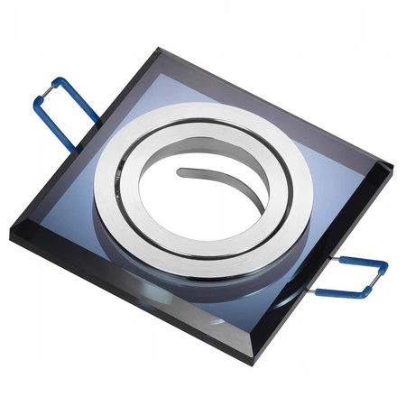 Zestaw 6x Oprawa Halogenowa Szklana LX-6002 Czarna Kwadratowa + Żarówka GU10 10W biała ciepła LEDLUX