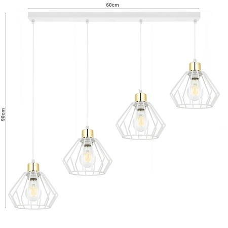 Lampa Wisząca LX- 1348 Biała + Złoto 4x E27 LEDLUX