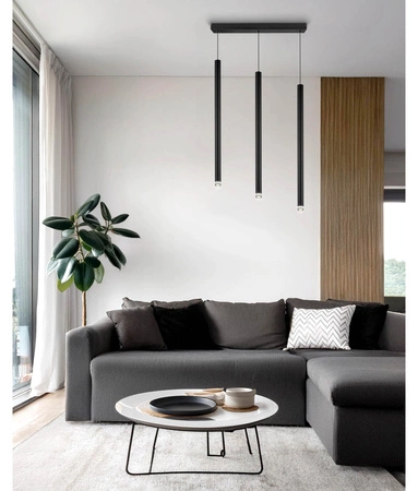 Lampa Sufitowa Wisząca Plafon Żyrandol Tuba Sopel Czarna 3x G9 Modern LX-1166 LEDLUX