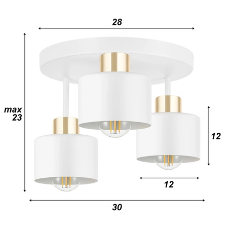 Lampa Sufitowa LX- 1020 Biała + Złoto 3x E27 LEDLUX