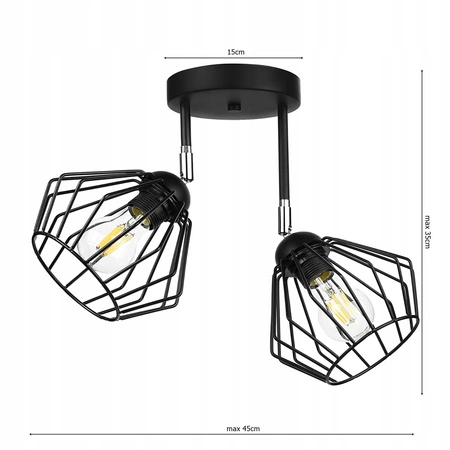 Lampa Sufitowa LX- 1057 Czarna 2x E27 LEDLUX