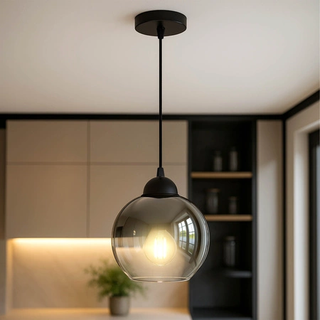Lampa sufitowa wisząca LED szklana kula dymione szkło E27 GLAMOUR LX1328