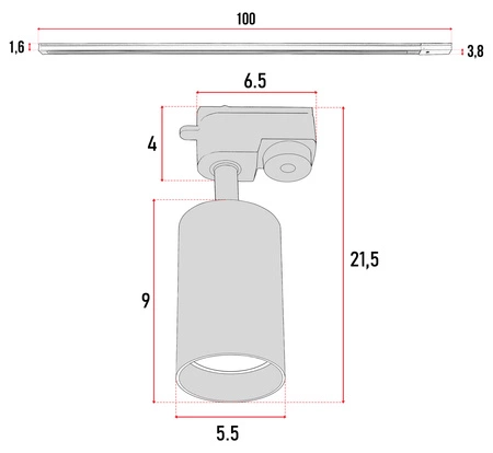 Zestaw Szyna Oświetleniowa Listwa 1m Biała + 3x Reflektor Szynowy Spot Biały LEDLUX
