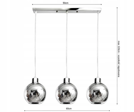 Lampa Wisząca LX- 1004 Srebrna 3x E27 LEDLUX