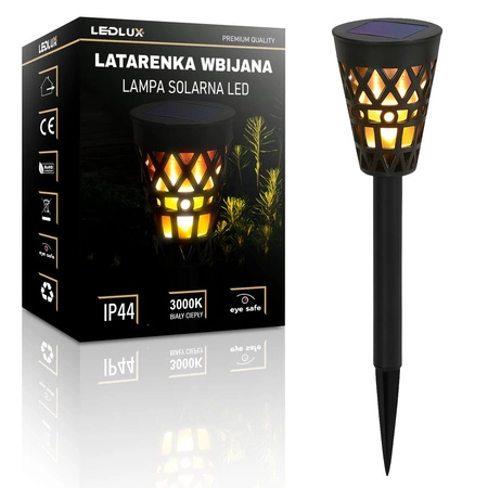 Lampa solarna ogrodowa pochodnia latarnia LED wbijana naziemna czarna LSOL-056 LEDLUX