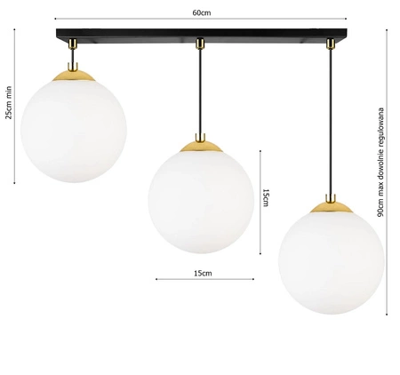 Lampa Wisząca LX- 1286 Czarna + Złoto 3x E27 LEDLUX