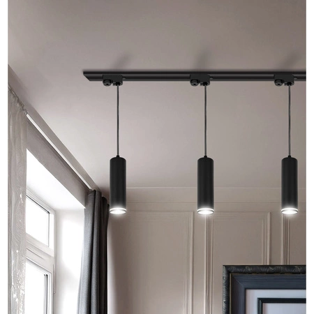 Reflektor Szynowy Lampa Tuba Oprawa Na Żarówkę LX-8473 GU10 Czarny + Pasek LEDLUX