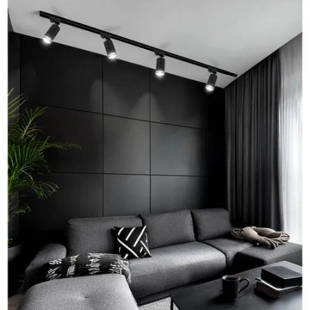 Zestaw Szyna Oświetleniowa Listwa 2m Czarna + 3x Reflektor Szynowy Spot Czarny+ Pasek LEDLUX