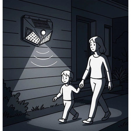 4x Lampa Solarna LED Elewacyjna Naświetlacz Reflektor Słupek czujnik ruchu LSOL-009 LEDLUX