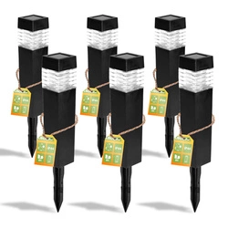 6x Lampa Solarna LED SŁUPEK OGRODOWY Czarny WBIJANY Ozdobny PREMIUM LSOL-003 LEDLUX