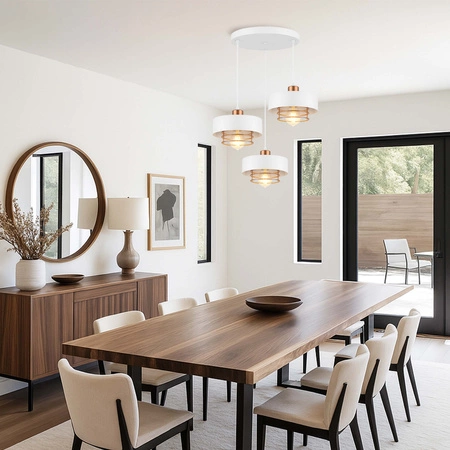 Lampa Wisząca LX- 1185 Biała + Miedź 3x E27 LEDLUX