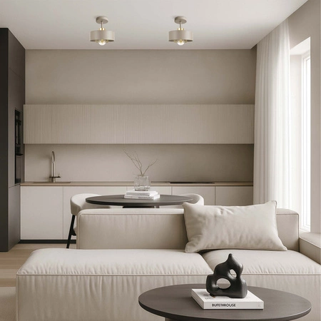 Lampa sufitowa wisząca Żyrandol PLAFON E27 BEŻOWA kaszmir ECRU ZŁOTO LX1259