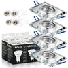 Zestaw 4x Oprawa Halogenowa Szklana LX-7005 Lustrzana Kwadratowa + Żarówka LED GU10 3,5W biała zimna LEDLUX