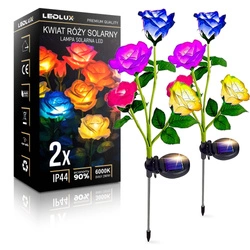 2x Lampa solarna LED ogrodowa wbijana KWIAT ROŻA KOLOROWE Róże LEDLUX LSOL-048 LEDLUX