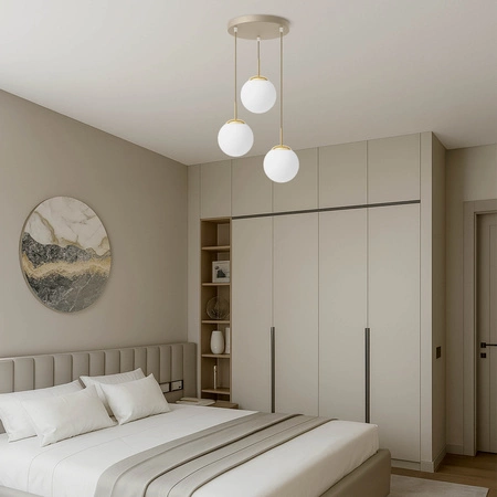 Lampa wisząca sufitowa szklane kule 4xE27 ZŁOTA beżowa GLAMOUR nowoczesna LX1424