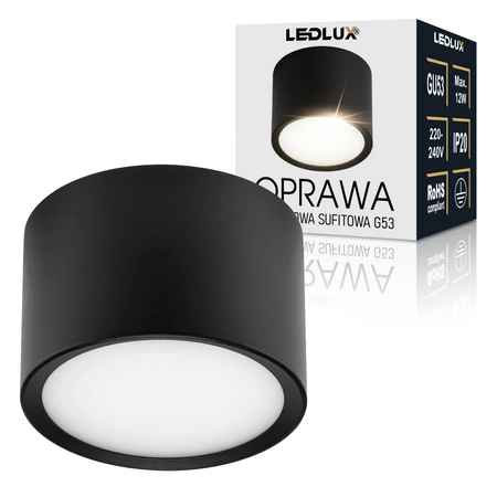 OPRAWA NATYNKOWA Sufitowa HALOGENOWA TUBA LED GX53 Walec SPOT Nowoczesna OPN-014 Czarna