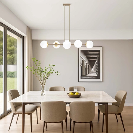 Lampa Wisząca Sufitowa Plafon Żyrandol Beżowa Ecru Kaszmir Loft Edison 6x E27 LX1403