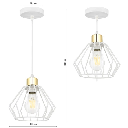 Lampa Wisząca LX- 1345 Biała + Złoto 1x E27 LEDLUX